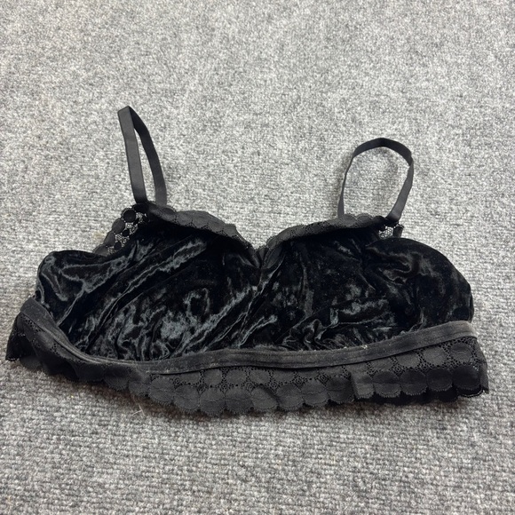 AERIE Women’s Black Velvet & Lace Bralette size: XL - Picture 1 of 6
